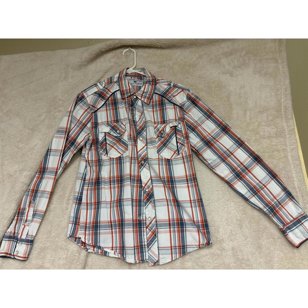 Men's Pop Icon Clothing Plaid Button-Up Shirt Buckle Western Style